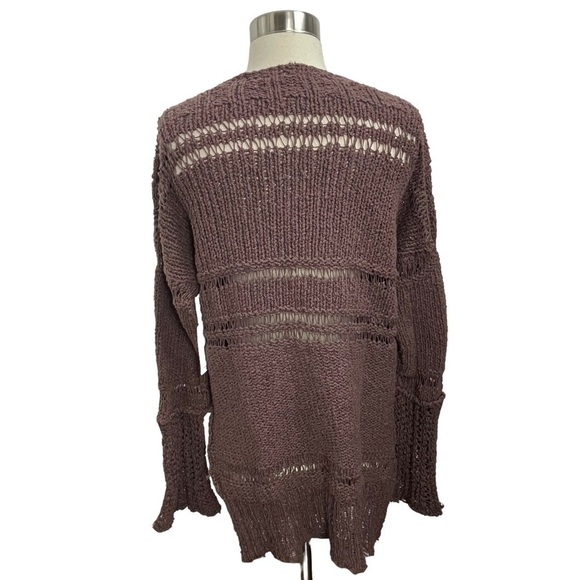 Free People Belong To You Open Knit Sweater In Dark Purple Size Small NWT - Picture 7 of 13